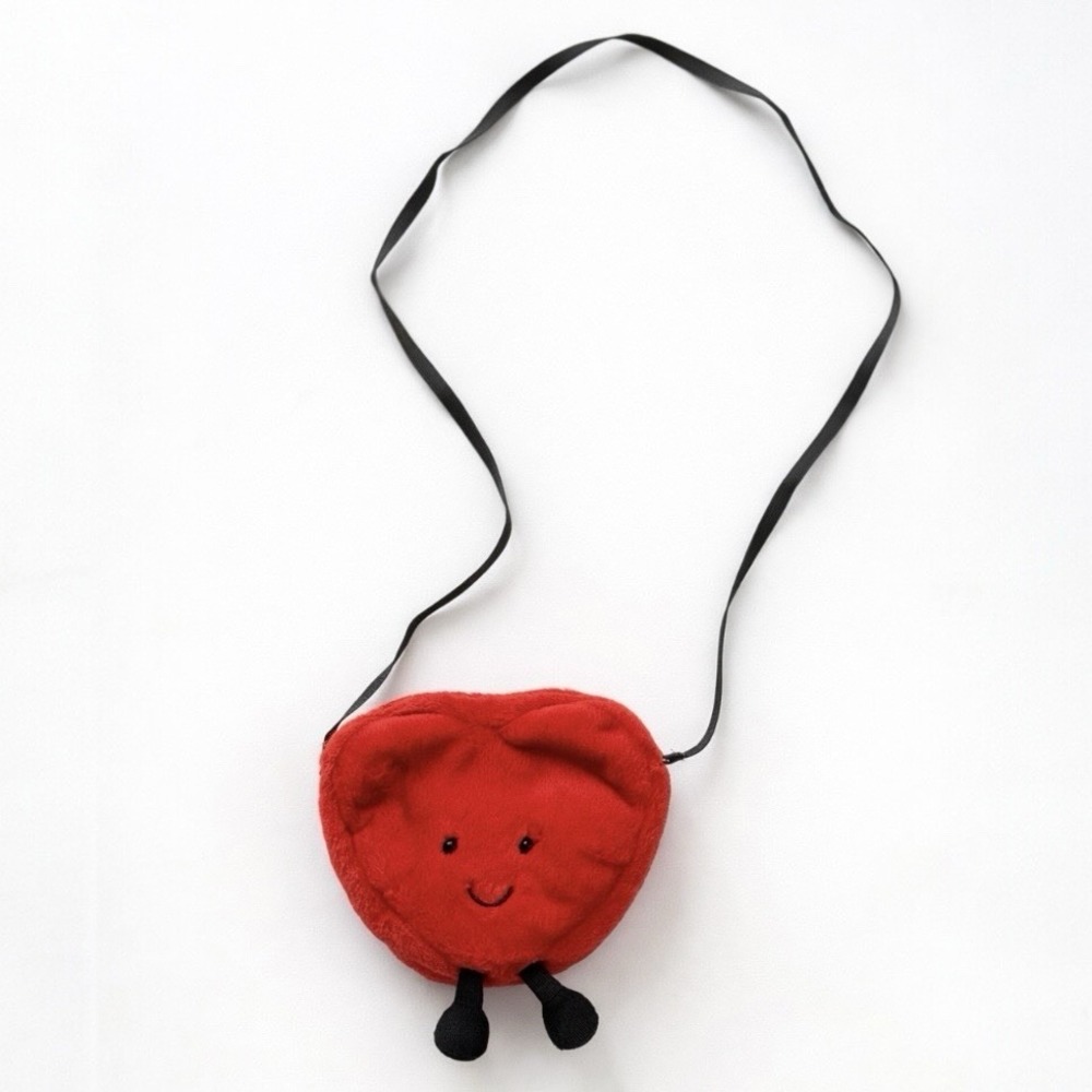 Jellycat Amuseables Heart Bag Red Plush Crossbody Purse Retired EUC Cute